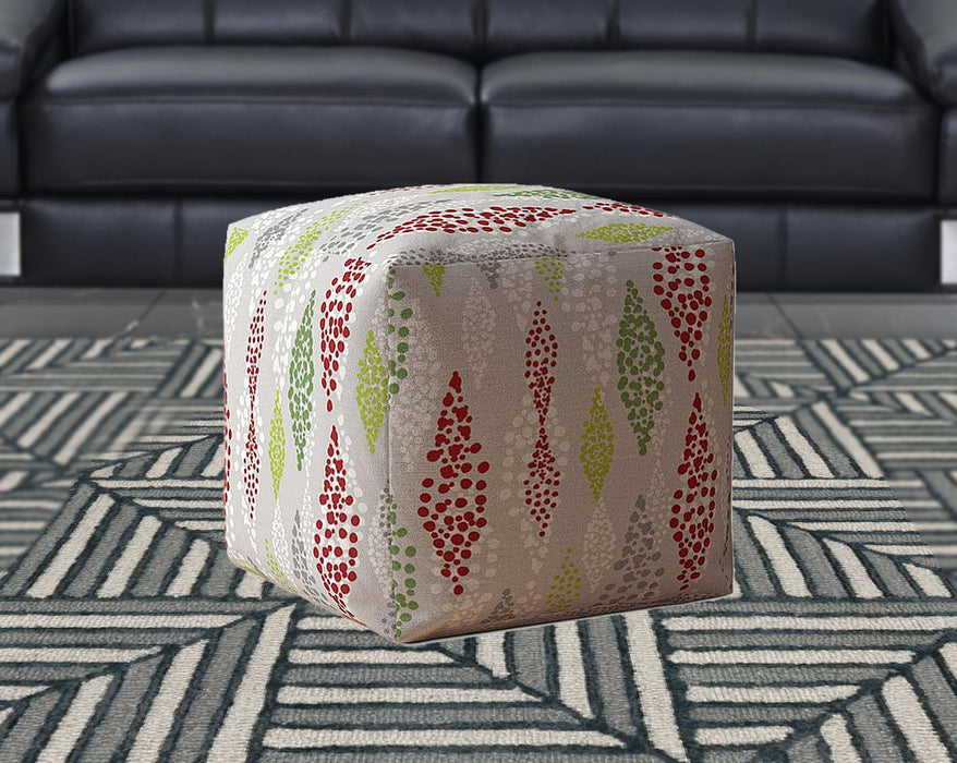 17" Green Cotton Polka Dots Pouf Cover