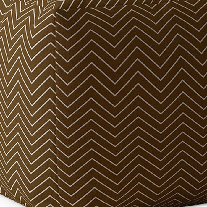 17" Brown Cotton Chevron Pouf Cover