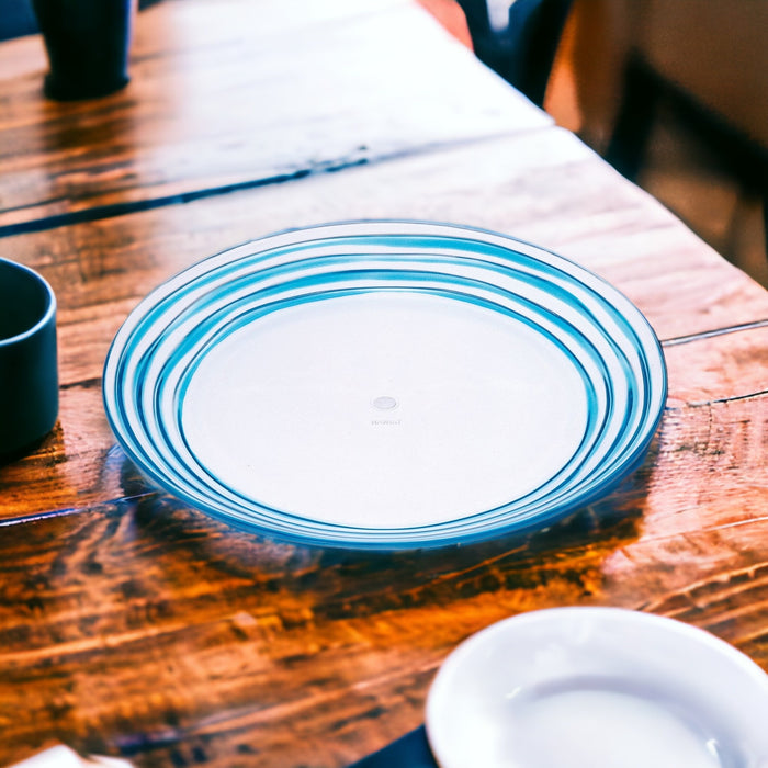 Blue Four Piece Round Swirl Acrylic Service For Four Salad Plate Set