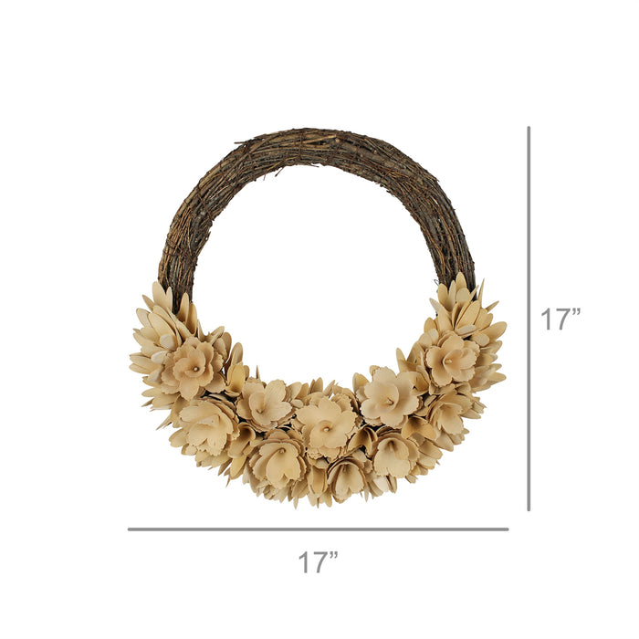 4" Tan Artificial Wood Curl Wreath