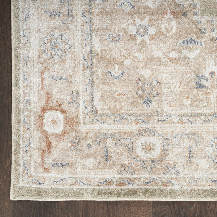 10' Sage Oriental Power Loom Distressed Washable Runner Rug