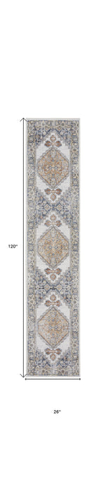 10' Gray Oriental Power Loom Distressed Washable Runner Rug