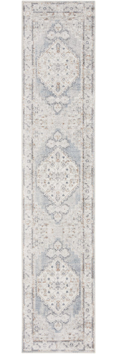 10' Light Blue Oriental Power Loom Distressed Washable Runner Rug