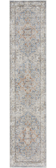 10' Denim Blue Oriental Power Loom Washable Runner Rug