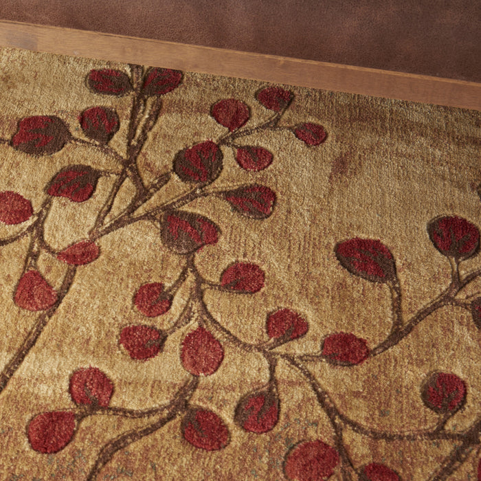 10' X 14' Brown Floral Power Loom Area Rug