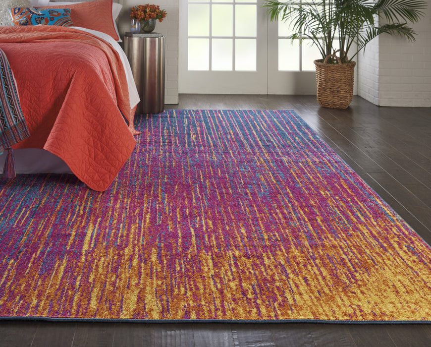 9' X 12' Fuchsia Abstract Power Loom Area Rug