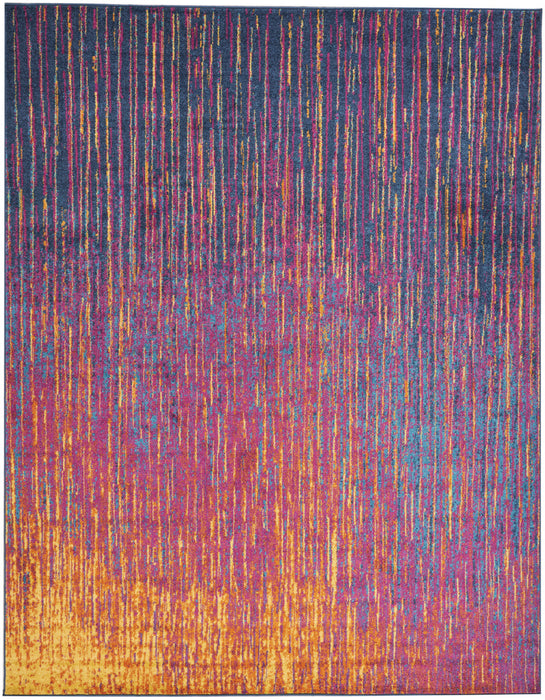 9' X 12' Fuchsia Abstract Power Loom Area Rug