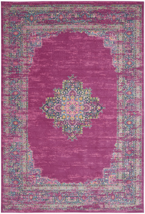 9' X 12' Fuchsia Floral Power Loom Area Rug