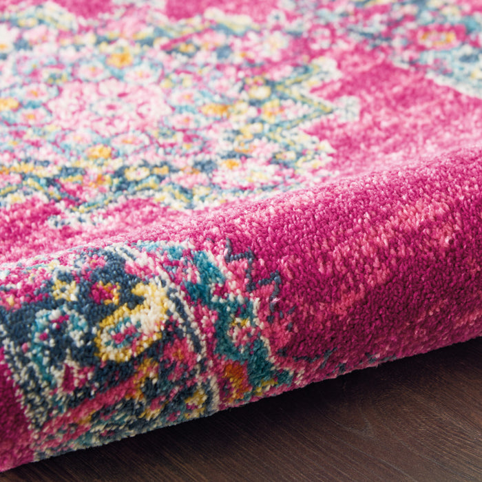 9' X 12' Fuchsia Floral Power Loom Area Rug