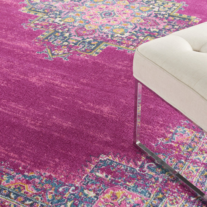 9' X 12' Fuchsia Floral Power Loom Area Rug