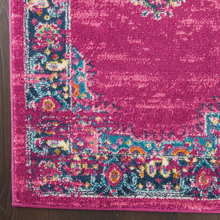 9' X 12' Fuchsia Floral Power Loom Area Rug