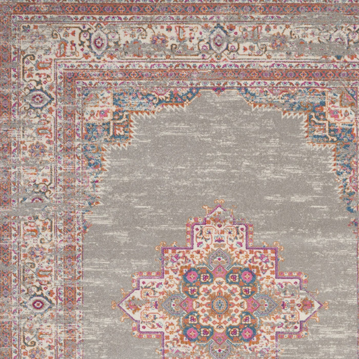 9' X 12' Gray Floral Power Loom Area Rug