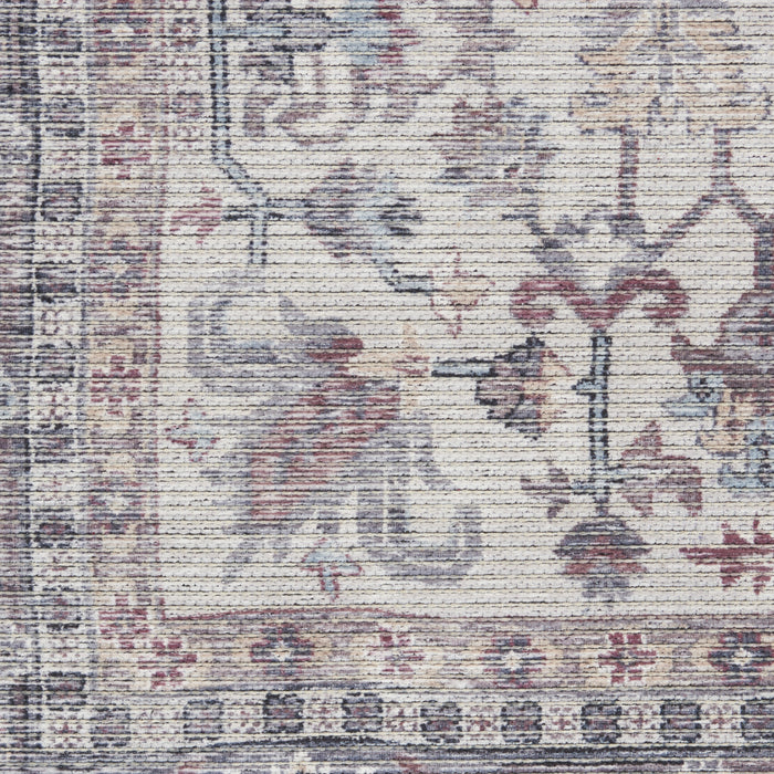 9' X 12' Gray Floral Power Loom Distressed Area Rug