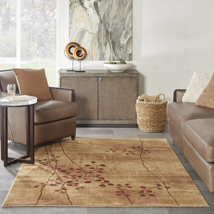 5' X 8' Brown Floral Power Loom Area Rug