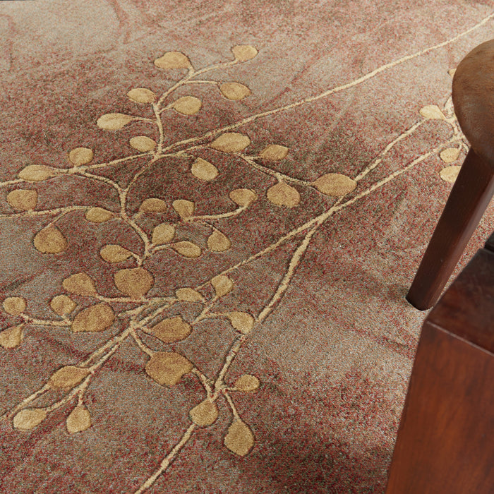 5' X 8' Brown Floral Power Loom Area Rug