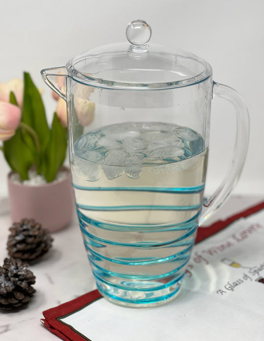 2.5 Quart Clear and Blue Swirl Acrylic Pitcher