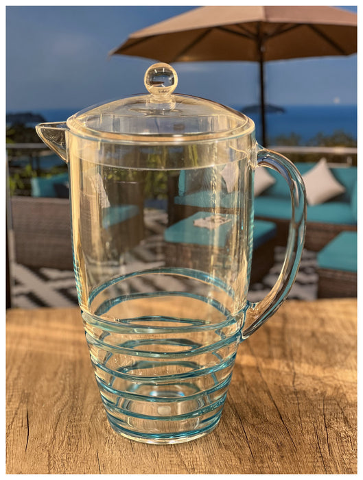 2.5 Quart Clear and Blue Swirl Acrylic Pitcher