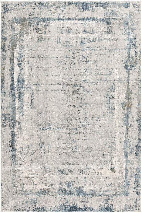 8' Runner Blue and Gray Abstract Washable Non Skid Area Rug