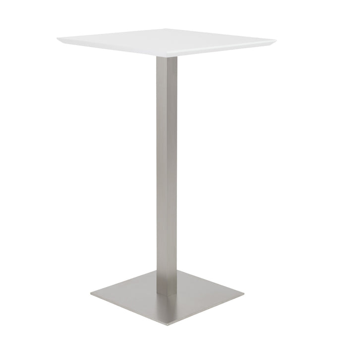 24" White and Silver Metallic Square Steel Bar Table