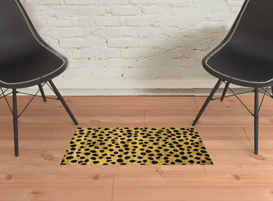 2' X 3' Bronze Leopard Print Washable Area Rug With UV Protection