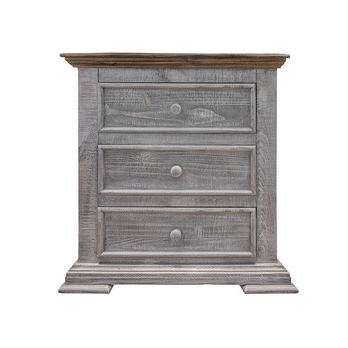 32" Gray Three Drawer Nightstand