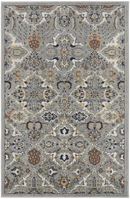 5' X 7' Green and Ivory Floral Power Loom Area Rug