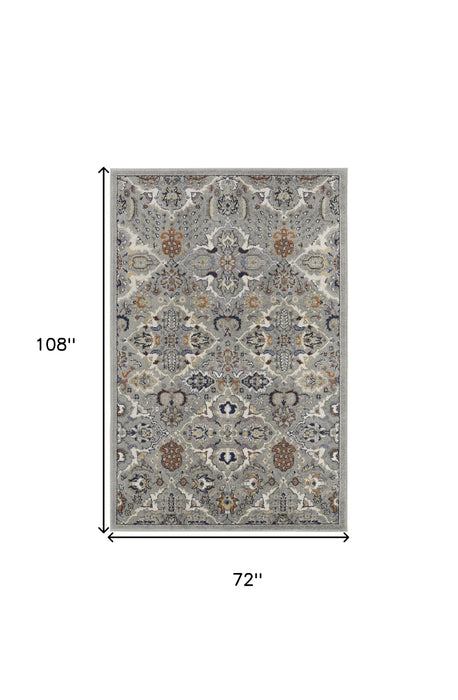 6' X 9' Green and Ivory Floral Power Loom Area Rug