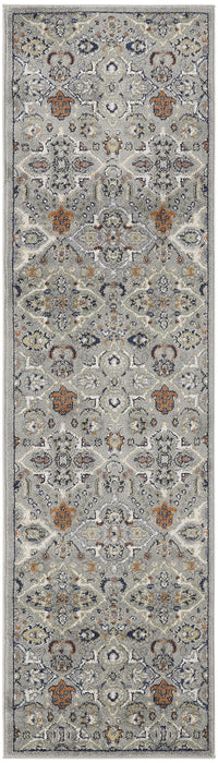 8' Green and Ivory Floral Power Loom Runner Rug