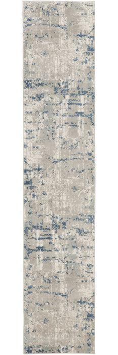 10' Blue and Gray Abstract Power Loom Runner Rug