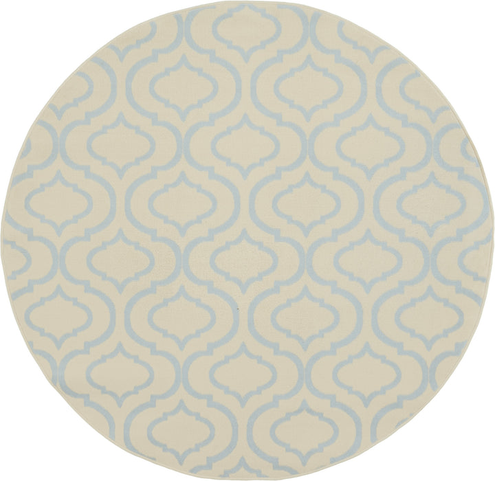 5' Gray Round Moroccan Power Loom Area Rug