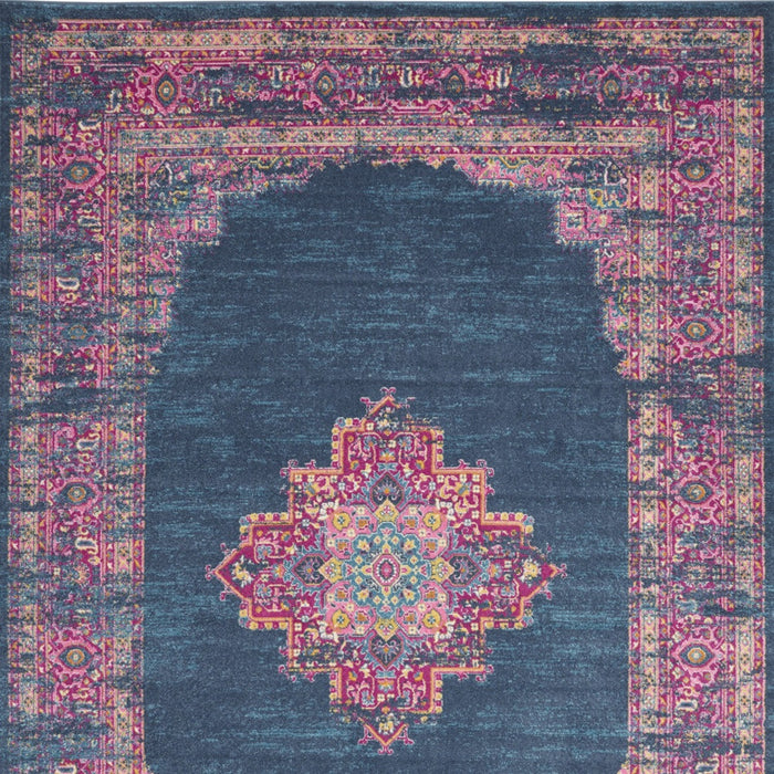 10' X 14' Blue Moroccan Power Loom Distressed Area Rug