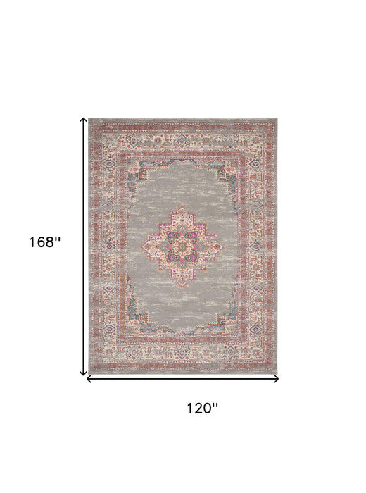 10' X 14' Blue Moroccan Power Loom Distressed Area Rug