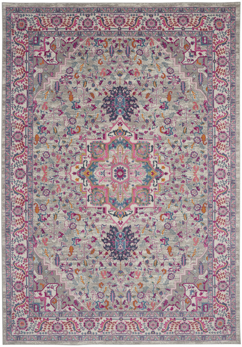 9' X 12' Gray Floral Power Loom Area Rug