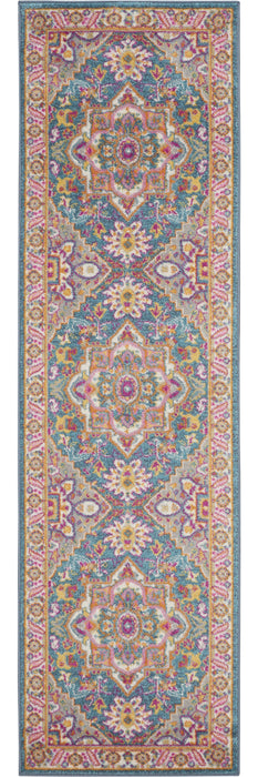 10' Gray Floral Power Loom Runner Rug