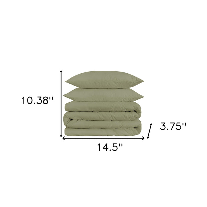 Sage Queen Cotton Blend 1200 Thread Count Washable Duvet Cover Set