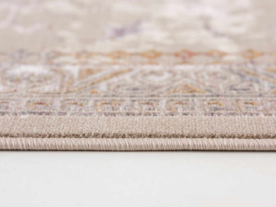 9' X 12' Beige and Ivory Oriental Power Loom Washable Non Skid Area Rug