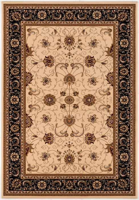 10' X 13' Black and Tan Oriental Washable Non Skid Area Rug