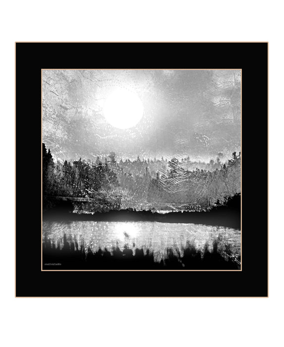 Big Moon Lake Black Framed Print Wall Art