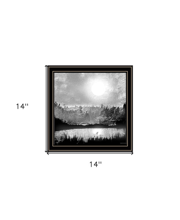 Big Moon Lake Black Framed Print Wall Art