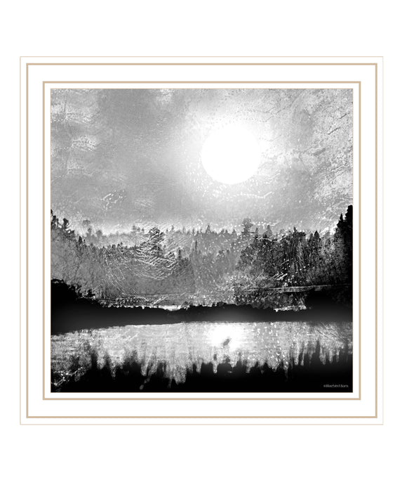 Big Moon Lake Black Framed Print Wall Art