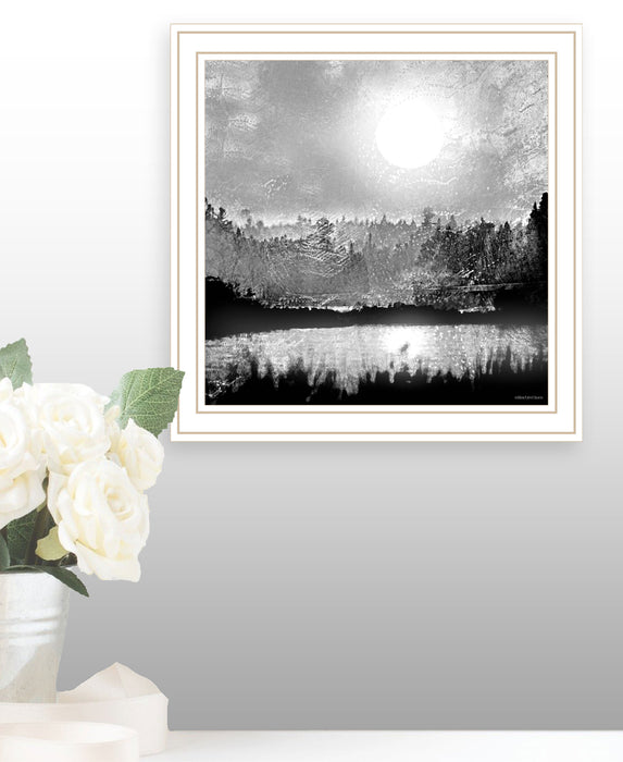 Big Moon Lake Black Framed Print Wall Art