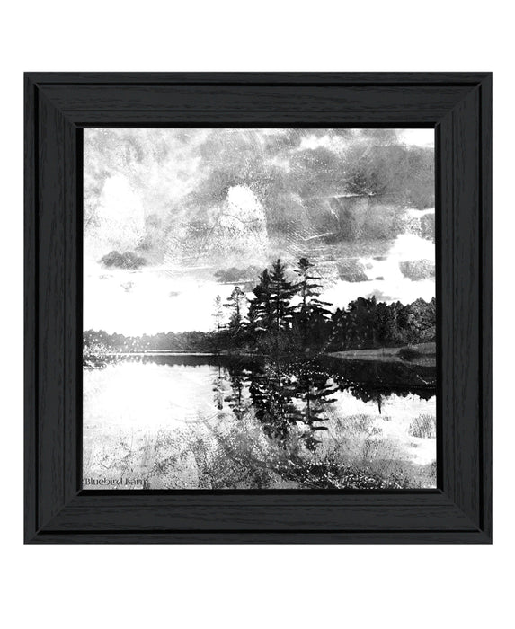 Lakeside Pines Black Framed Print Wall Art