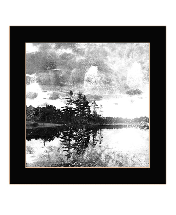 Lakeside Pines Black Framed Print Wall Art