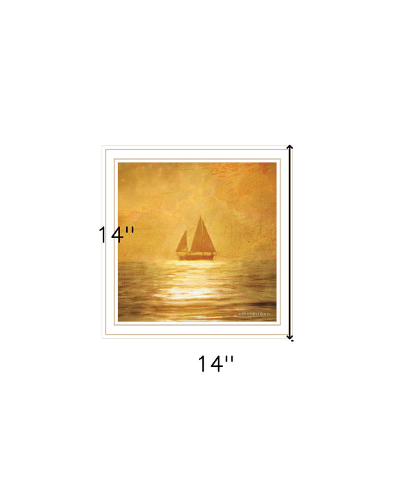 Solo Gold Sunset Sailboat Black Framed Print Wall Art