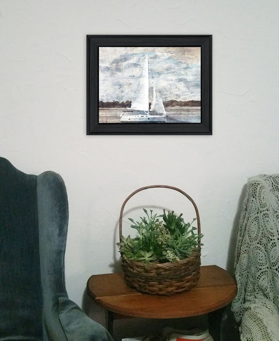 Sailboat on Water Black Framed Print Wall Art