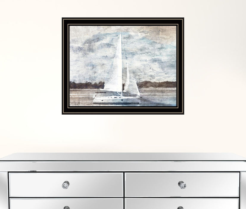 Sailboat on Water Black Framed Print Wall Art