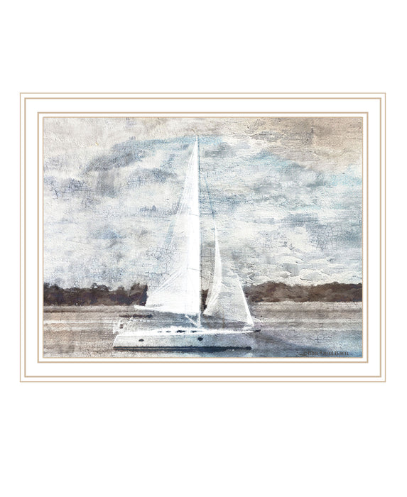 Sailboat on Water White Framed Print Wall Art