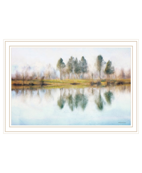 Lake Reflections White Framed Print Wall Art