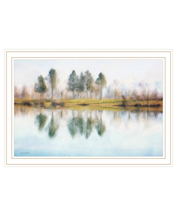 Lake Reflections White Framed Print Wall Art