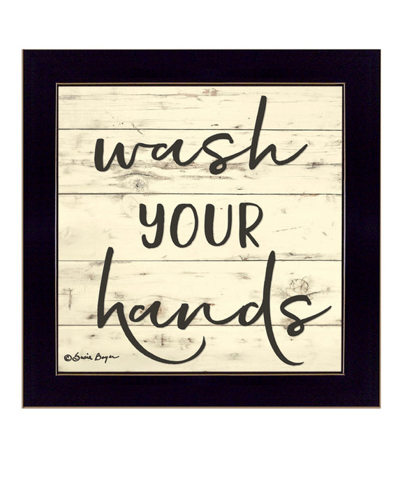 Wash Your Hands Black Framed Print Bathroom Wall Art